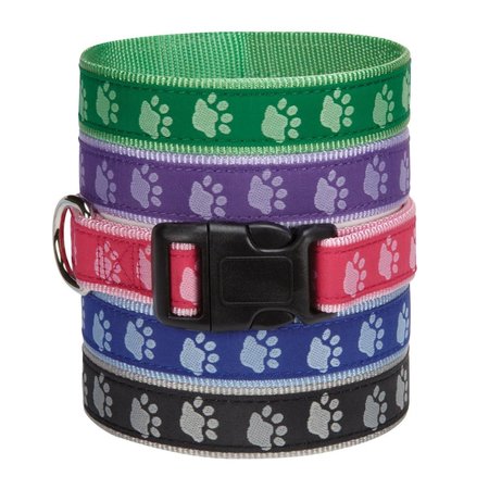 CASUAL CANINE 14-20 in. Two Tone Pawprint Dog CollarBlack ZA8871 14 17